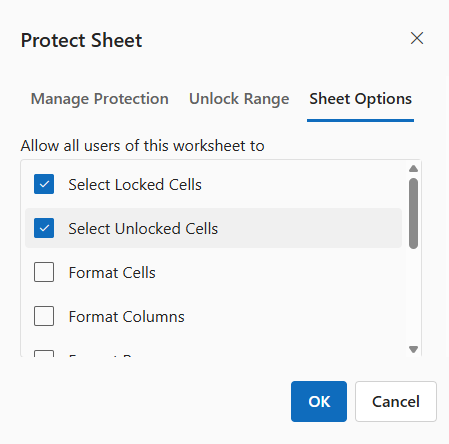 Protection Settings Dialog