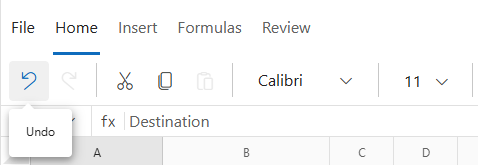 UI showing undo option
