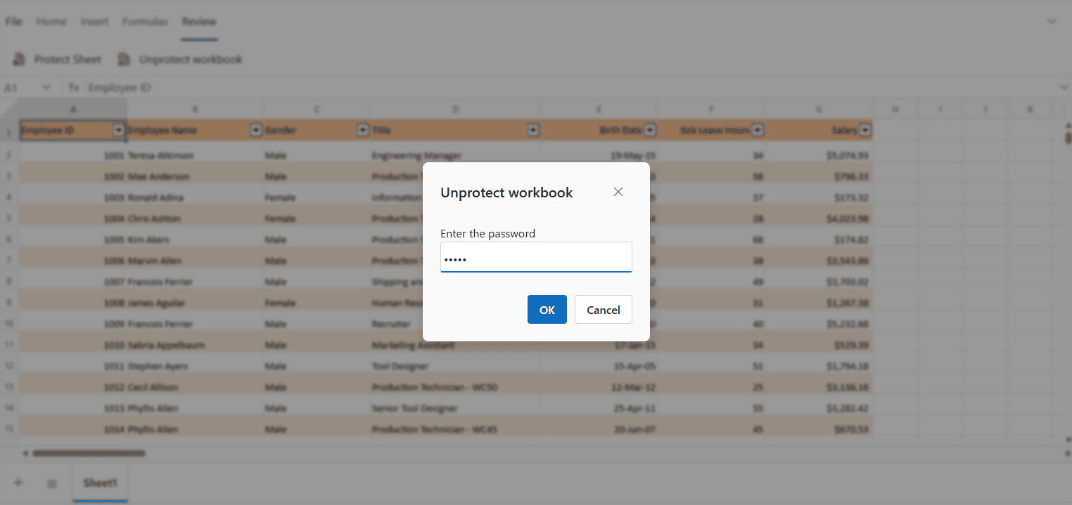 Unprotected Workbook Dialog