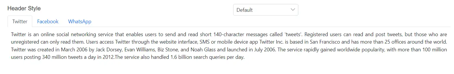 Blazor Tabs with Header