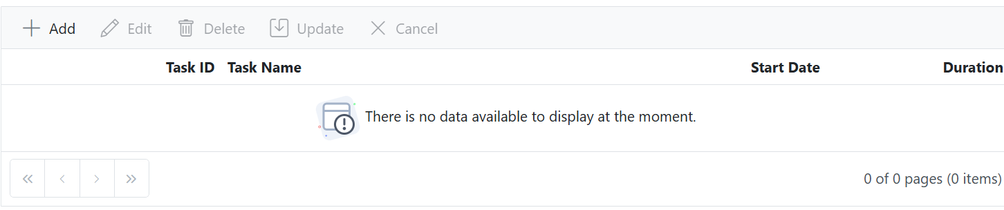 Blazor TreeGrid with Empty Record Template