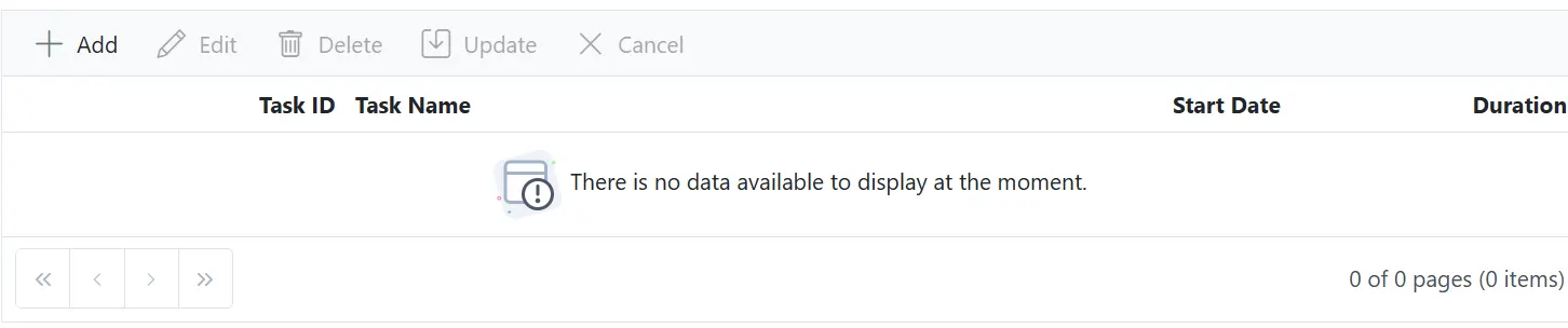 Blazor TreeGrid with Empty Record Template