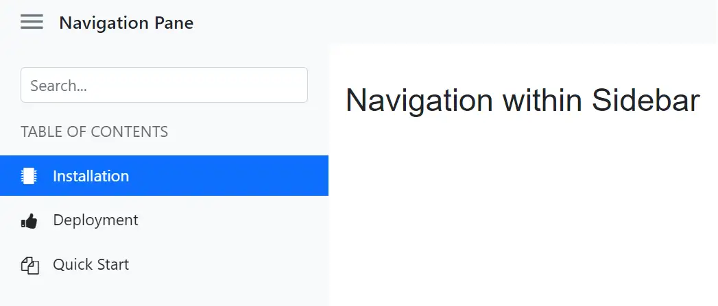 Navigation within Sidebar