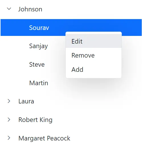 CRUD operation using list in Blazor TreeView