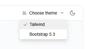 Choose Tailwind CSS or Bootstrap theme