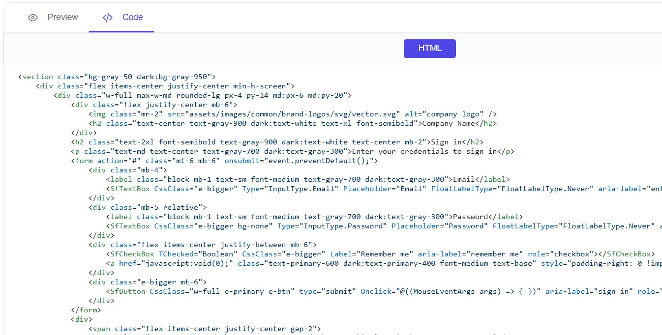 Copy HTML code snippet to clipboard