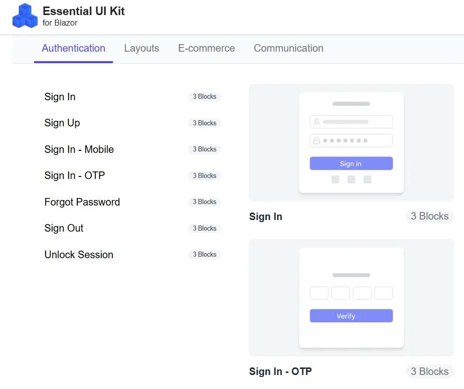Navigate to the sign-in block demo