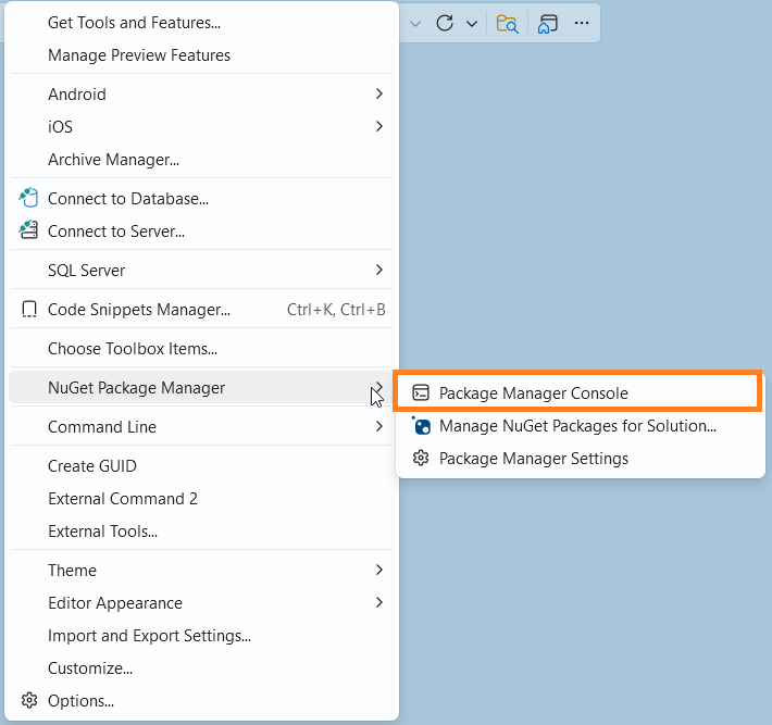 Package Manager Console