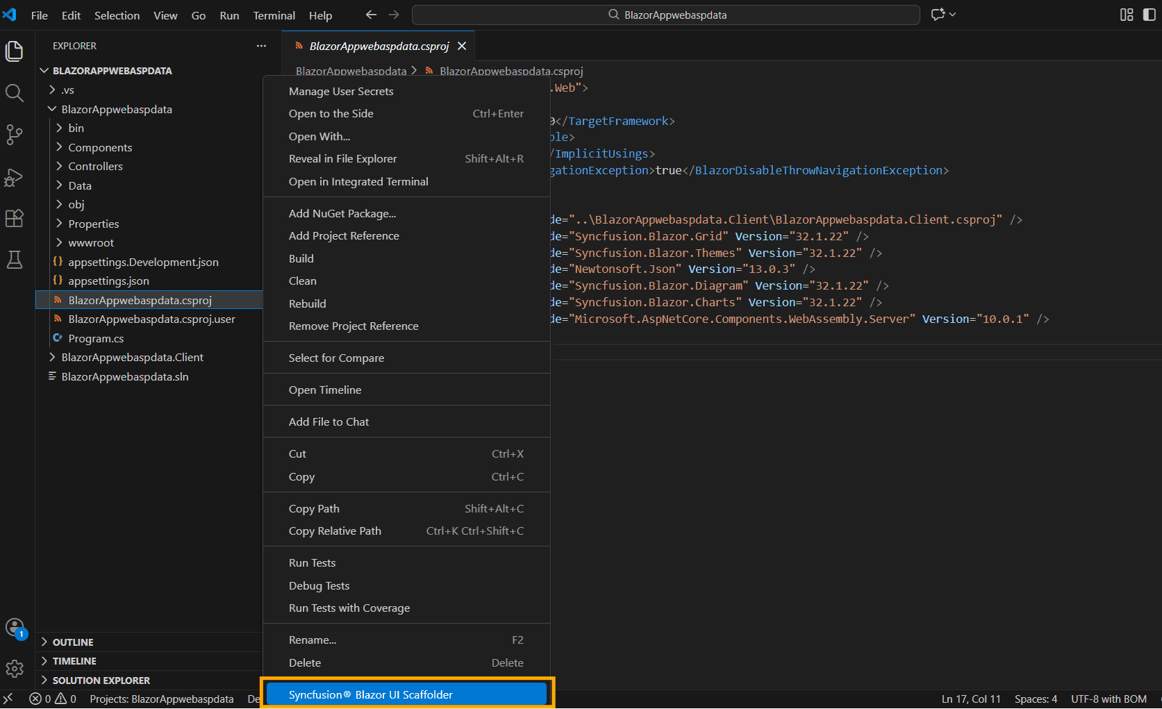 Scaffolded add-in from the hosted project