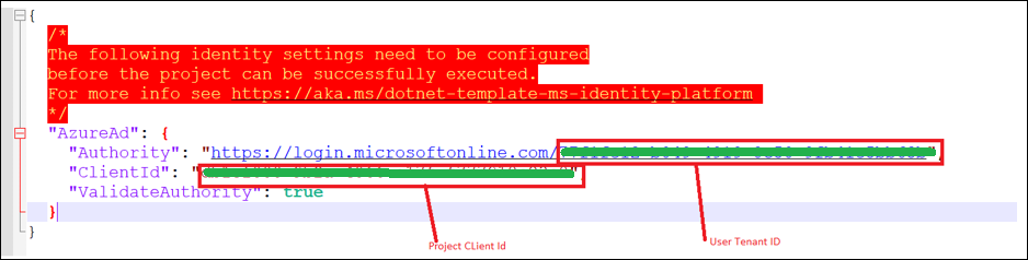 Clinet ID and Tenant ID configuration