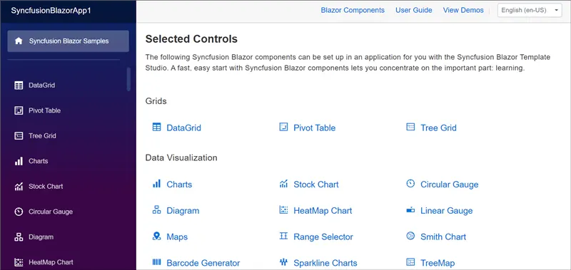 Blazor Template output page