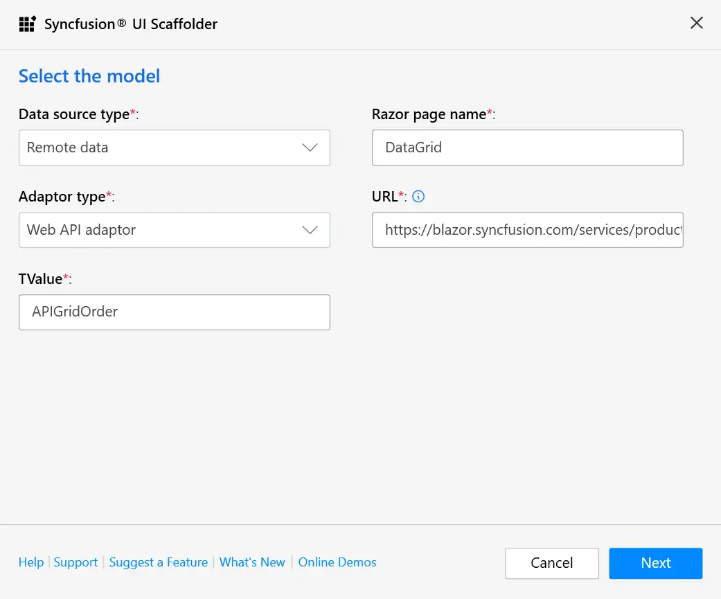 Choose required Model