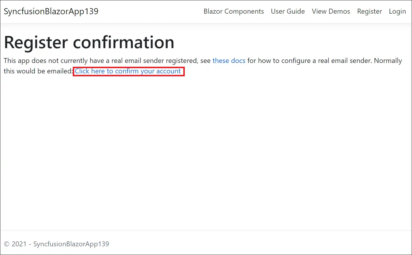 Register the confirmation