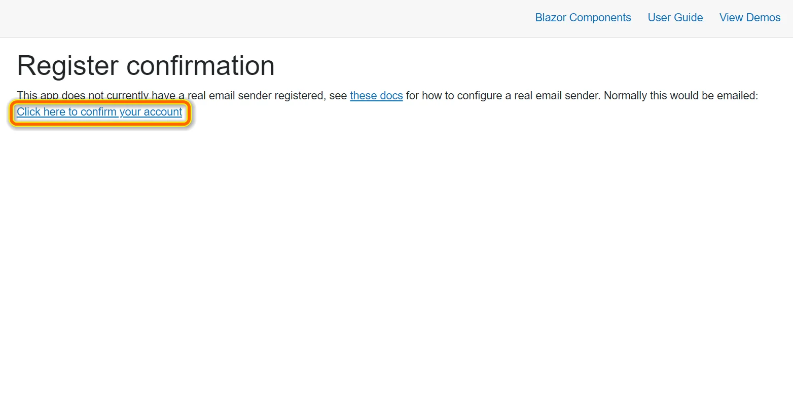 Confirming the WebApp registration