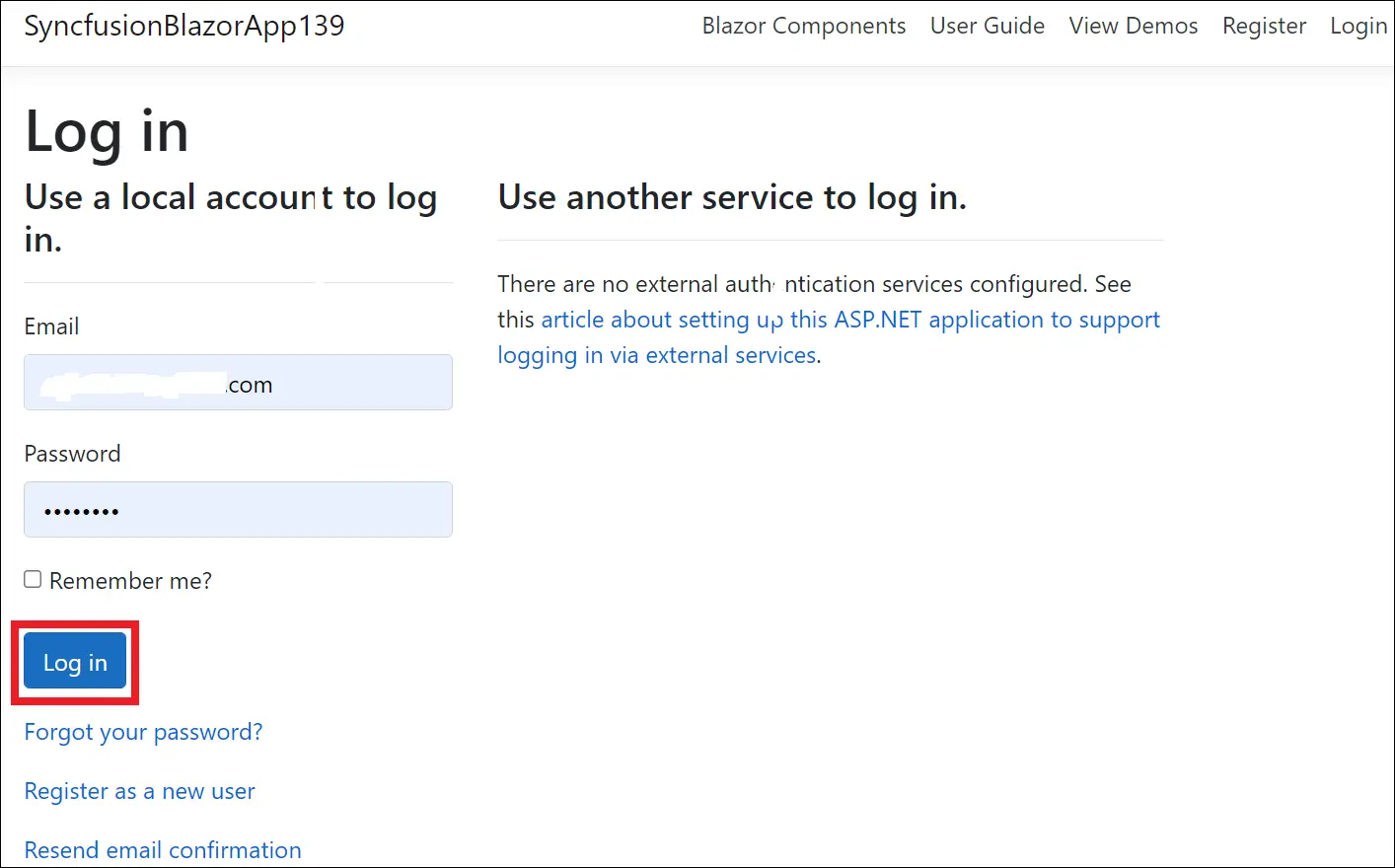 login to the application