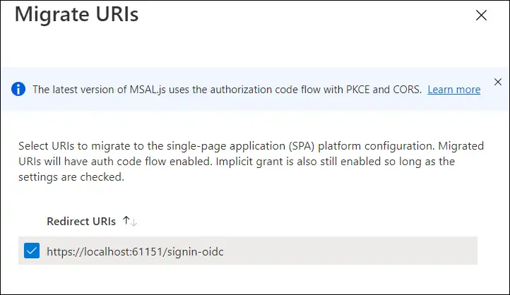 Migration configuration